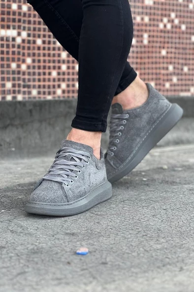 WG096 Gri Süet Günlük Erkek Casual Ayakkabı - Resim 3