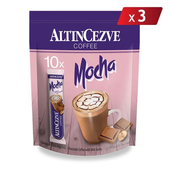 3ü1 Arada Mocha Çikolatalı Sütlü Köpüklü 10′ lu Paket -17 Gr x 10 Adet - 3LÜ PAKET