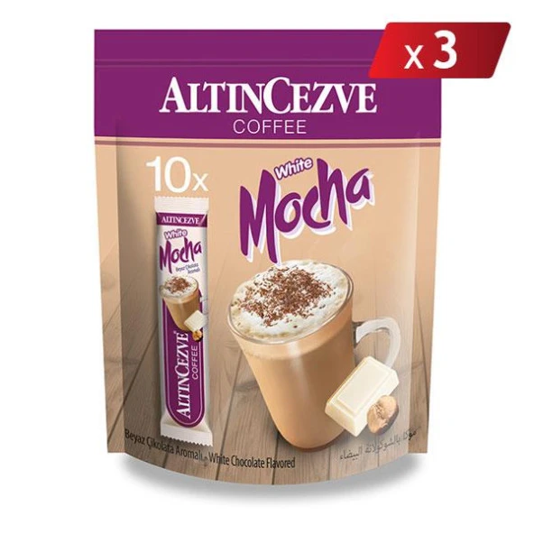 3ü1 Arada White Mocha Beyaz Çikolata Aromalı 10′ lu Paket-17 Gr x 10 Adet - 3LÜ PAKET