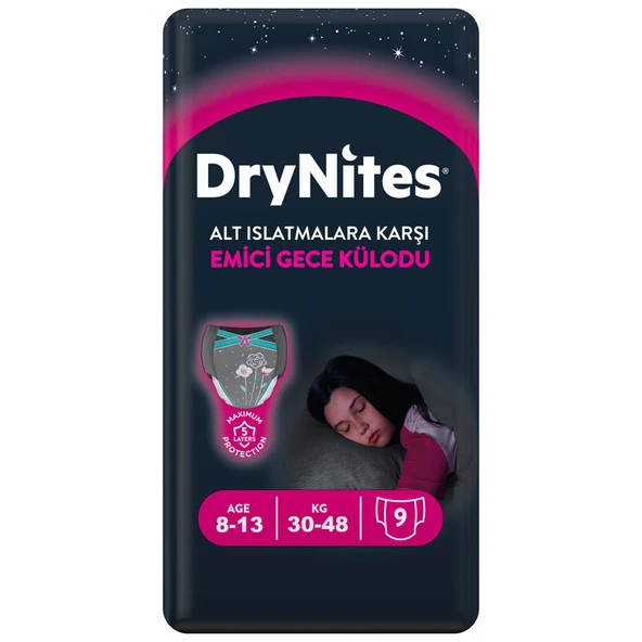 Drynites Emici Gece Külodu/Külot Bez Kız 8-13 Yaş 30-48KG Large 108 Adet 12PK*9 AltIslatmalara Karşı - Resim 2