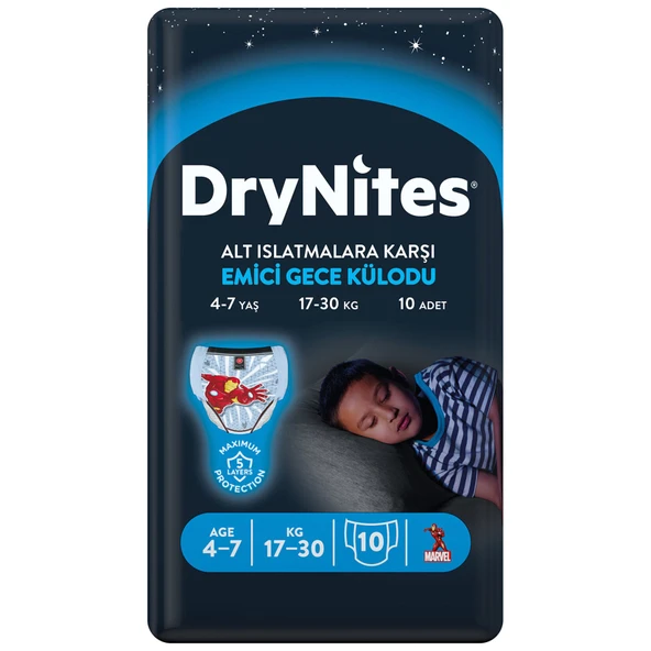 Drynites Emici Gece Külodu/Külot Bez Erkek 4-7 Yaş 17-30KG Small 20Adet 2PK*10 Alt Islatmalara Karşı - 2