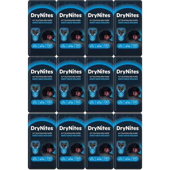 Drynites Emici Gece Külodu/Külot Bez Erkek 8-13Yaş 30-48KG Large 108Adet 12PK*9 AltIslatmalara Karşı ürün görseli