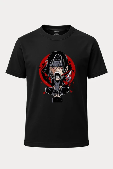 Itahci Naruto Baskılı Loose Fit Bisiklet Yaka Tişört Anime Manga