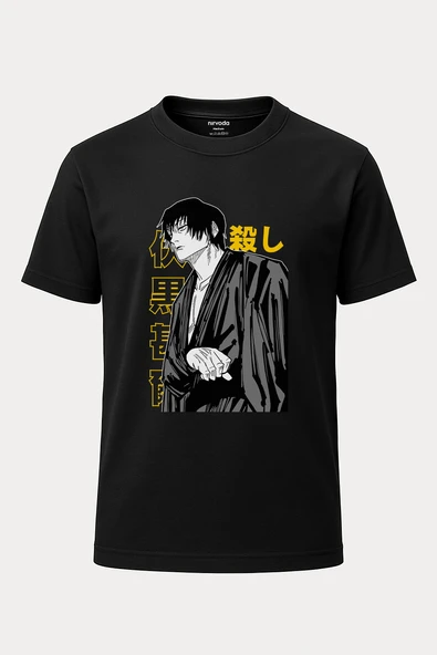 Toji Jujutsu Kaisen Baskılı Loose Fit Bisiklet Yaka Unisex Tişört