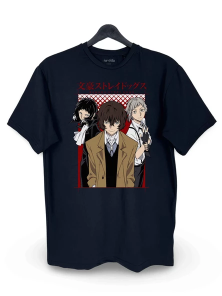 Bungou Stray Dogs Baskılı Loose Fit Bisiklet Yaka Unisex Tişört Anime Manga