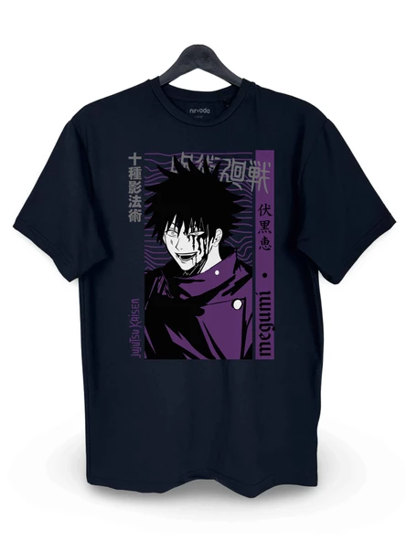 Megumi Jujutsu Kaisen Baskılı Loose Fit Bisiklet Yaka Unisex Tişört Anime Manga