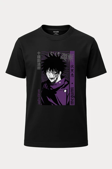 Megumi Jujutsu Kaisen Baskılı Loose Fit Bisiklet Yaka Unisex Tişört Anime Manga