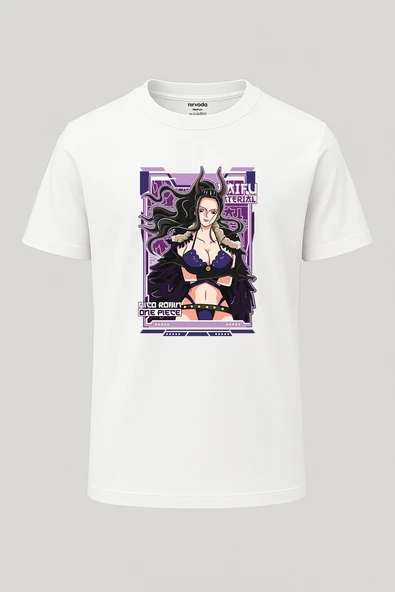 Nico Robin One Piece Baskılı Loose Fit Bisiklet Yaka Unisex Tişört Anime Manga - 5