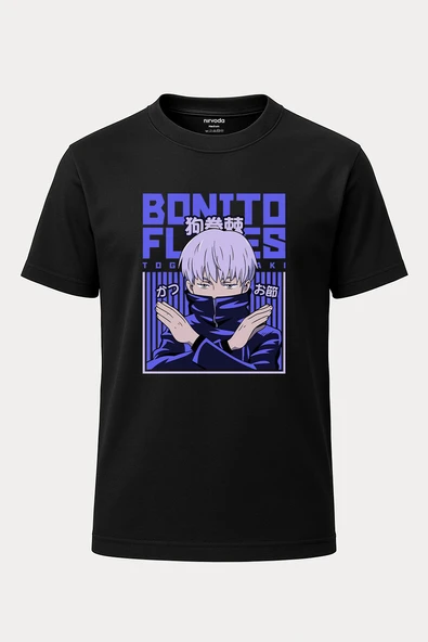 Toge Inumaki Jujutsu Kaisen Baskılı Loose Fit Bisiklet Yaka Unisex Tişört Anime Manga