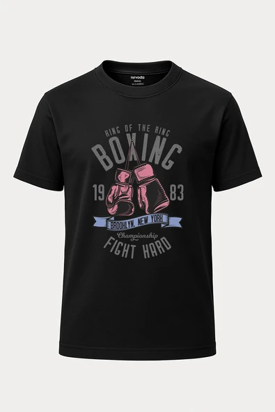 Boks Brooklyn Baskılı Loose Fit Bisiklet Yaka Unisex Tişört