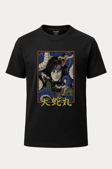 Orochimaru Yılan Naruto Baskılı Loose Fit Bisiklet Yaka Unisex Tişört Anime Manga
