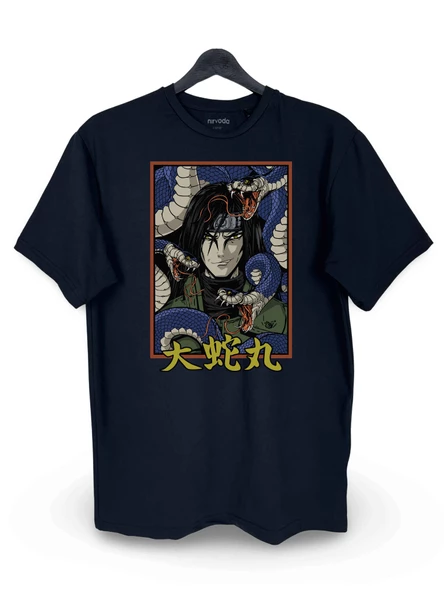 Orochimaru Yılan Naruto Baskılı Loose Fit Bisiklet Yaka Unisex Tişört Anime Manga