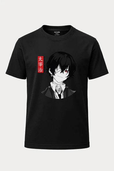 Osamu Dazai Bungou Stray Dogs Baskılı Loose Fit Bisiklet Yaka Unisex Tişört Anime Manga