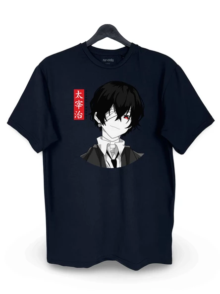 Osamu Dazai Bungou Stray Dogs Baskılı Loose Fit Bisiklet Yaka Unisex Tişört Anime Manga