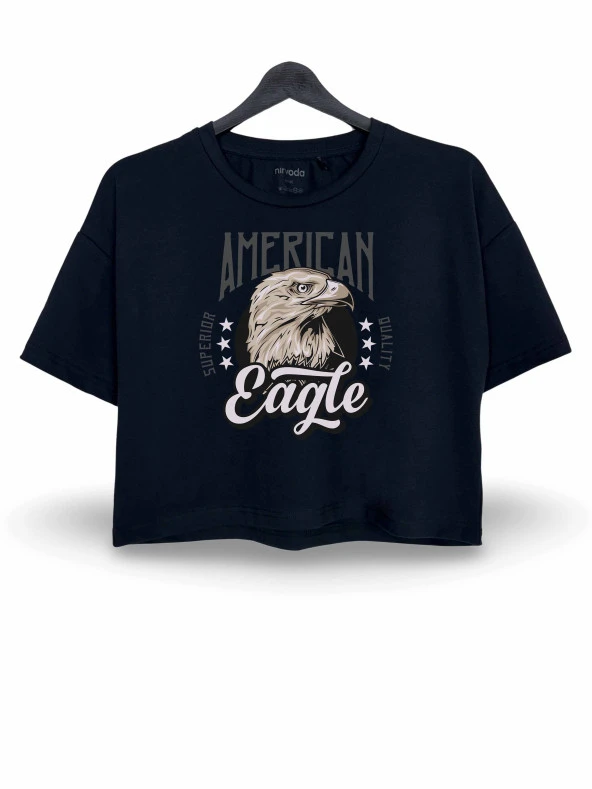 American Eagle Kartal Baskılı Oversize Crop Tişört