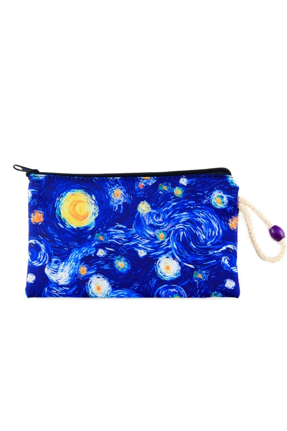 Yıldızlı Gece Tablosu Desenli Van Gogh Kalemlik Fermuarlı Makyaj Çantası Orta Boy 12cm X 20cm - 2