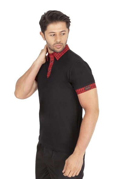 Gömlek Yaka Erkek Garson Tişörtü Garson Kıyafeti (Yakası Desenli) - 4