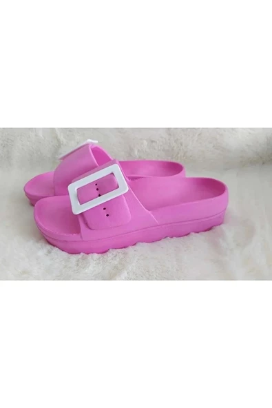 Gezer Kaymaz Taban Kadın Terlik Tokalı Pembe - Resim 3