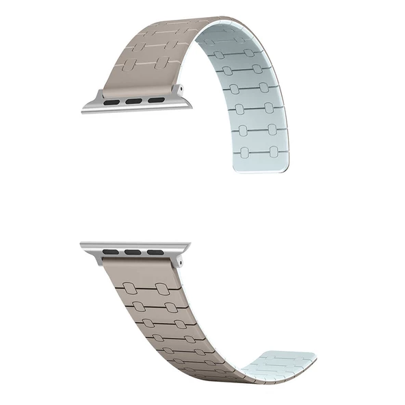 Gpack Apple Watch 9 41mm Kordon Mıknatıslı Parça Çizgi Desenli Silikon KRD111 - 4