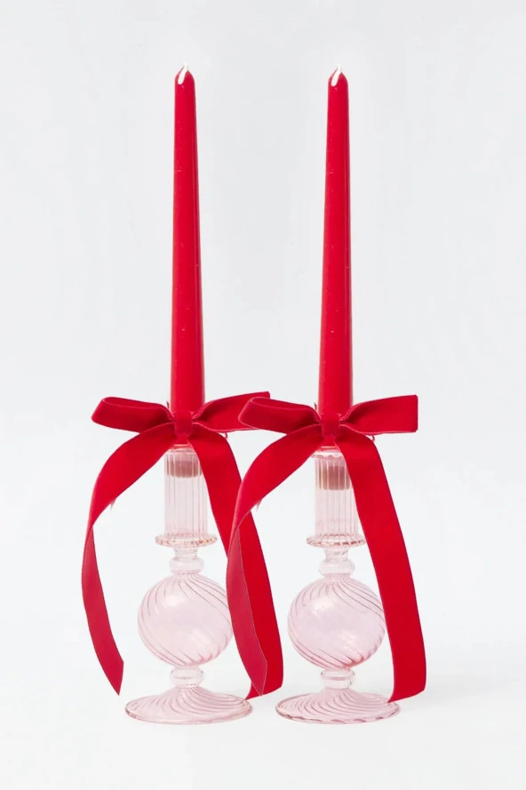 Sanat Sepet İşleri Pastel Renk Konik Şamdan Mum - 4' Lü Set