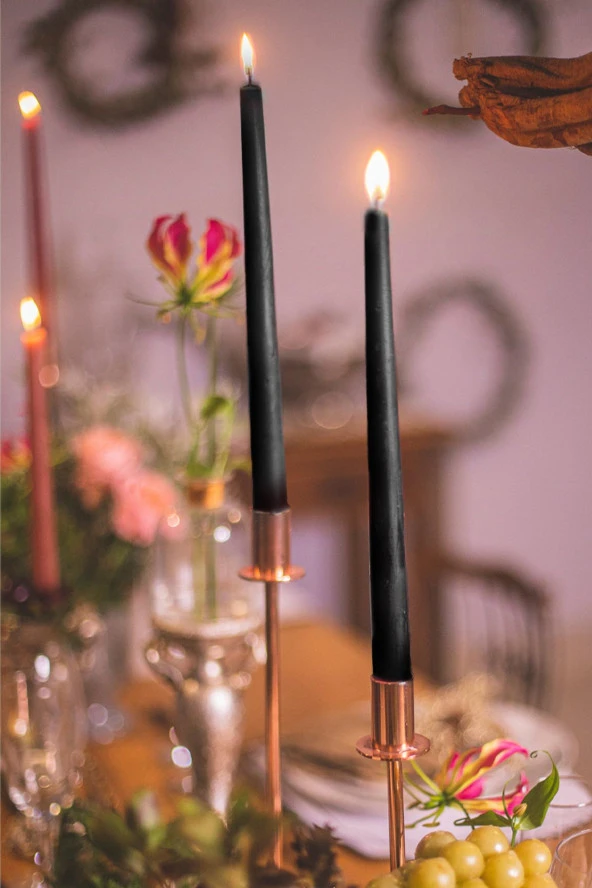 Sanat Sepet İşleri Pastel Renk Konik Şamdan Mum - 4' Lü Set - 3