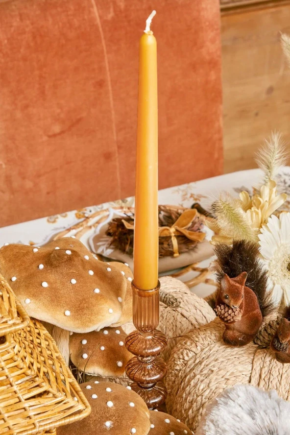 Sanat Sepet İşleri Pastel Renk Konik Şamdan Mum - 4' Lü Set - 3