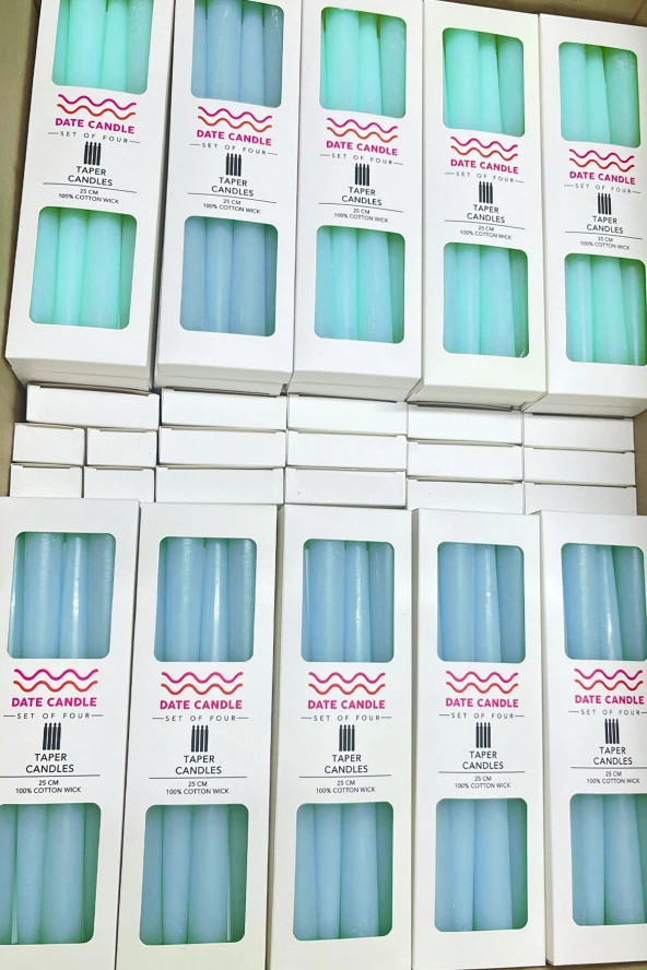 Sanat Sepet İşleri Pastel Renk Konik Şamdan Mum - 2' Li Set - 4