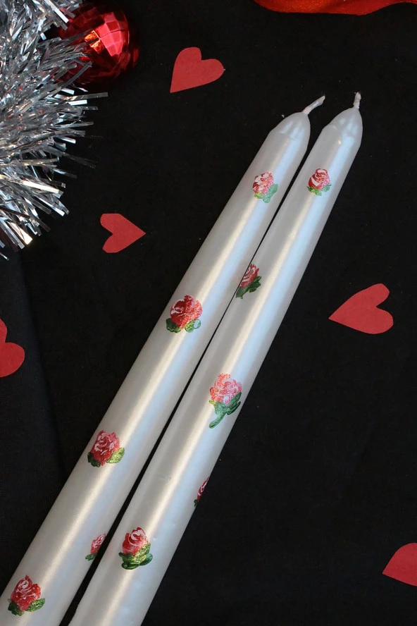 Sanat Sepet İşleri DESENLİ EL YAPIMI ÖZEL TASARIM PİNTEREST ŞAMDAN MUMU - 3