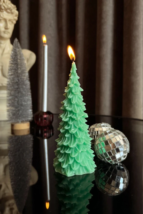 Sanat Sepet İşleri Yılbaşı Serisi Çam Ağacı Dekoratif Mum ürün görseli