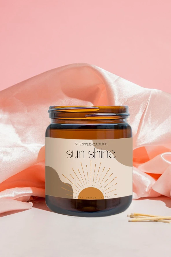 Sanat Sepet İşleri Premium Sun Shıne Ultra Boy, Uzun Yanma Süreli, Kokulu Kahve & Amber Kavanoz
