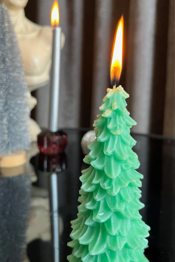 Sanat Sepet İşleri Yılbaşı Serisi Çam Ağacı Dekoratif Mum - Resim 3