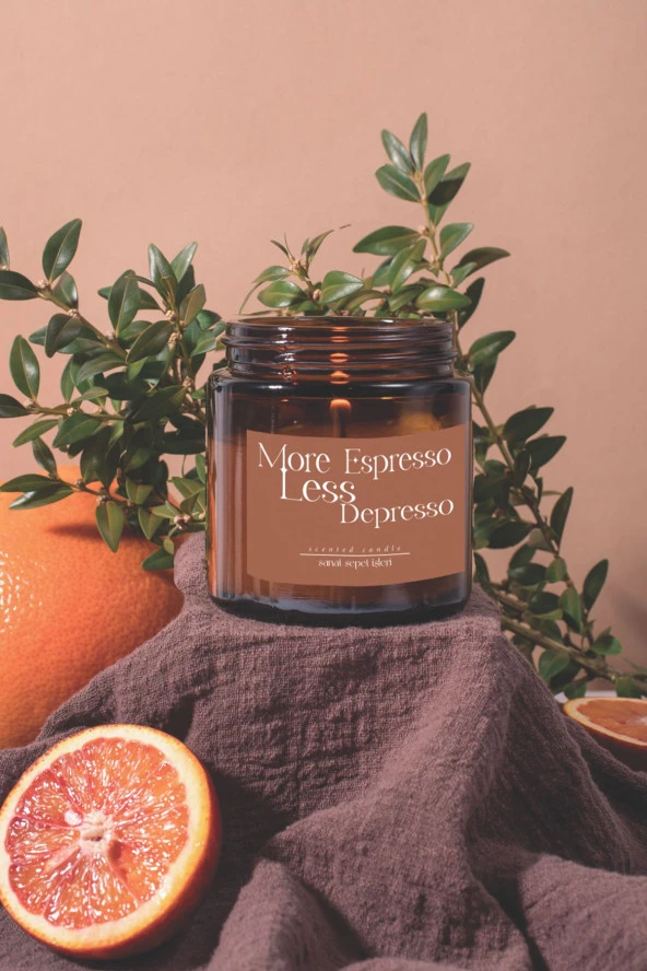 Sanat Sepet İşleri Premium "more Espresso" Ultra Boy, Uzun Yanma Süreli, Latte Kokulu Kahve & Amber Kavanoz - 2