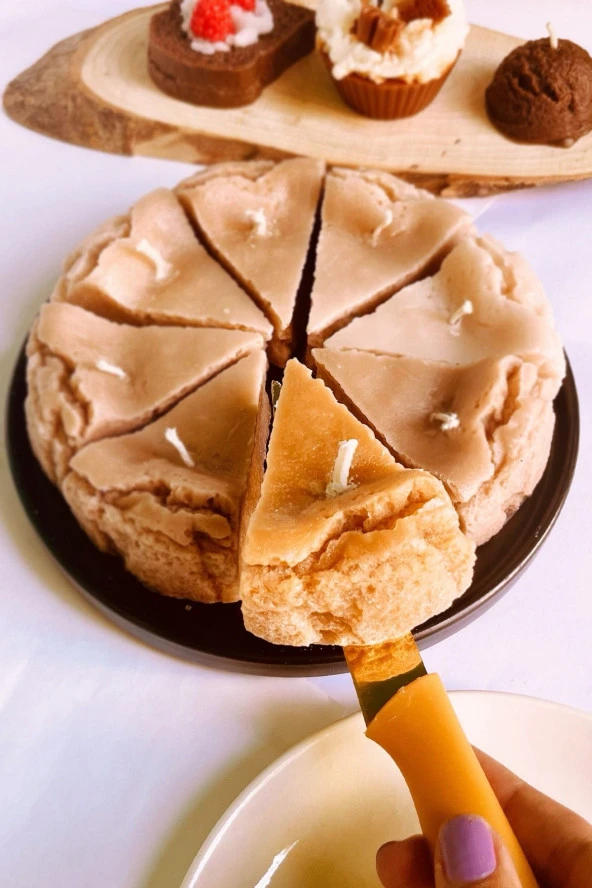 Sanat Sepet İşleri Kek Dilimi Vanilla & Coffee Kokulu El Yapımı Dekoratif Mum - 4