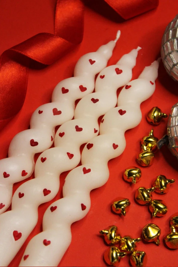 Sanat Sepet İşleri Kar Tanesi, Geyik, Dönence, Çam, Burgu Şamdan Yılbaşı Özel Dekoratif Soyalı Mum Seti - 2