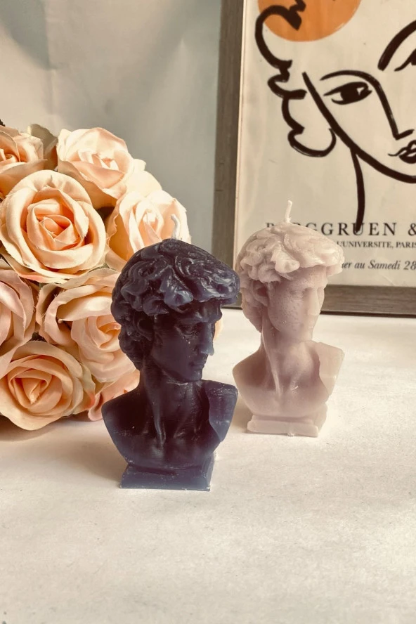 Sanat Sepet İşleri Premium Gri David Kokulu Dekoratif Mum Seti - 2'li