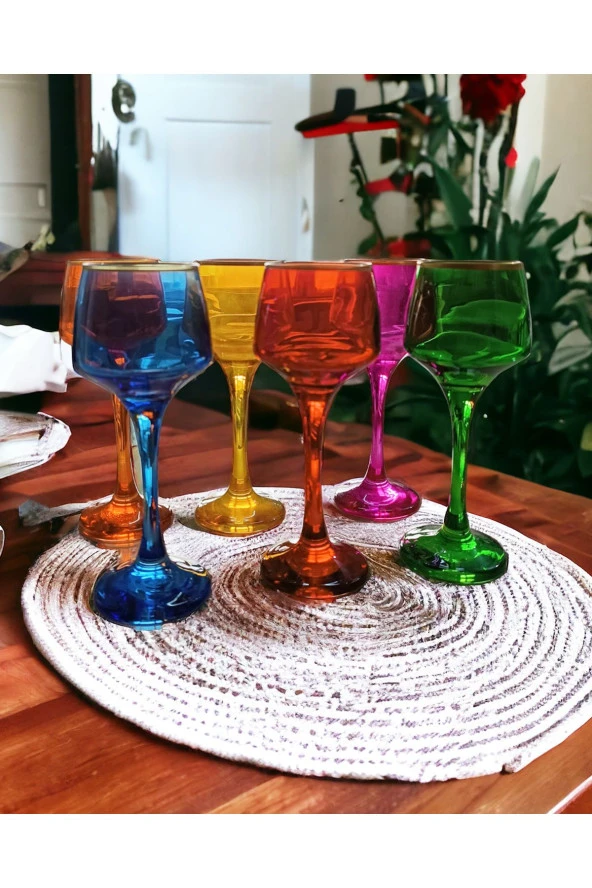 New Year Freya 6 Kişilik Kahve Yanı Renkli Su Bardağı