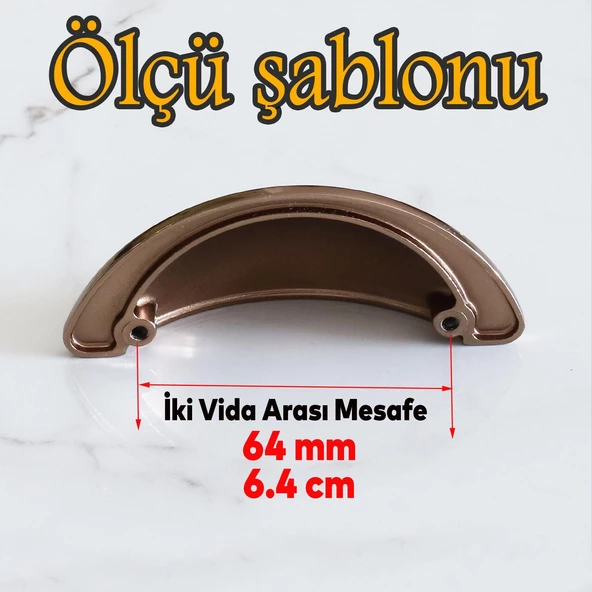 Yelken Midye Çanak 64 mm Düğme Bronz Mobilya Mutfak Dolabı Çekmece Dolap Kulpları Kulpu Kulb - 2