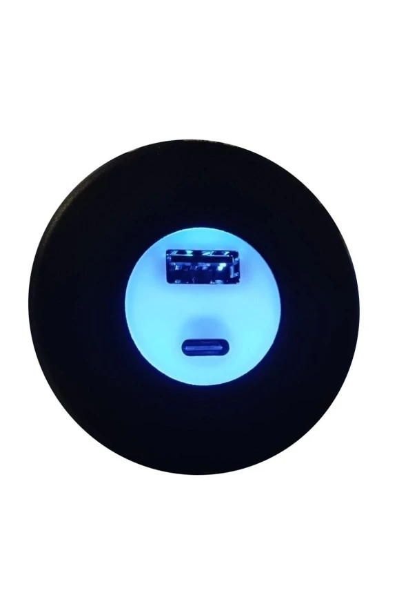 Usb & Typ-c Işıklı Araç Şarj Soketi 12-24v 2,4a