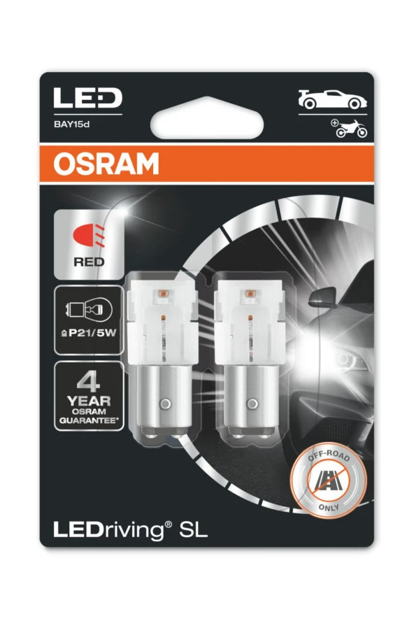 Çift Duy Kırmızı 1016 Led Stop Ampulü LEDriving SL 7528DRP.02B (2'li Paket)