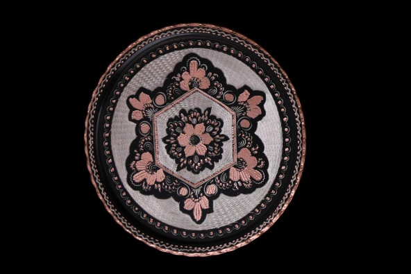 Erzincan El İşlemeli Bakır 25 CM YUVARLAK TEPSİ MİNESİZ - 2