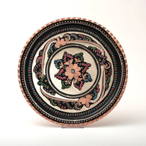 Erzincan El İşlemeli Bakır 35 CM YUVARLAK TEPSİ MİNELİ - 7