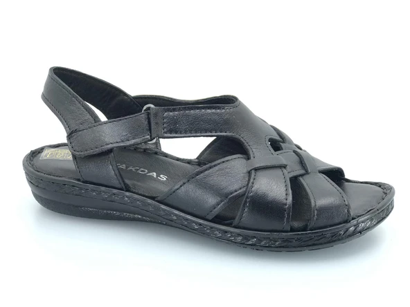 Ayakdaş %100 Hakiki Deri Tam Ortapedik Fus Pedli Taban Kadın Sandalet - Resim 2