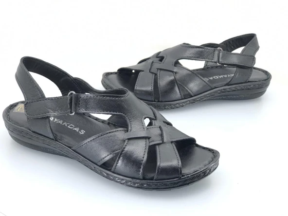 Ayakdaş %100 Hakiki Deri Tam Ortapedik Fus Pedli Taban Kadın Sandalet - Resim 3