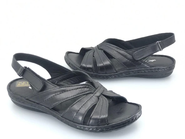 Ayakdaş %100 Hakiki Deri Tam Ortapedik Fus Pedli Taban Kadın Sandalet - 3