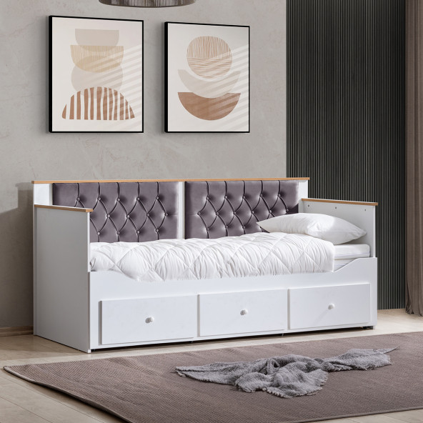Setay Alaçatı Divan Karyola Çekmeceli Açılır Çift Kişilik + Soft Yatak 80x200