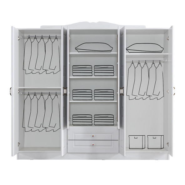 Setay Mobilya Country West 6 Kapaklı Mdf Beyaz Dolap - 5