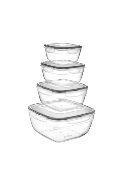 Fresh Box 4'lü Kare Saklama Kabı Seti 0,6 + 1 + 1,7 + 4 Lt - 2