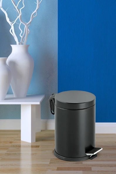 Groove 12 Litre Paslanmaz Pedallı Siyah Çöp Kovası Ev Ofis Banyo Mutfak - 4