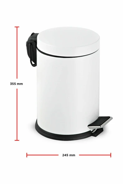 16 Litre Paslanmaz Pedallı Beyaz Çöp Kovası Ev Ofis Banyo Mutfak - Resim 5