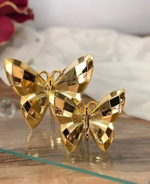 Dekoratif 2 Li Biblo Kelebek Mini Süs Gold Colour - 2